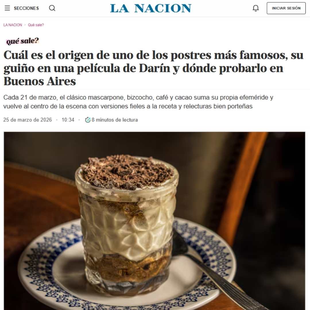 Reseña de La Nación sobre el tiramisú de La Capitana.