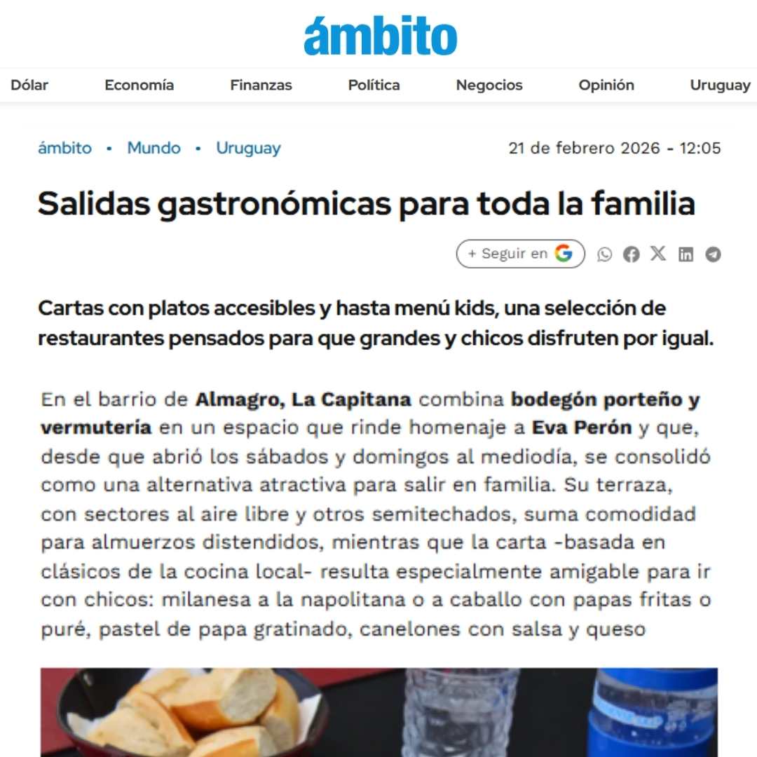 Nota de el destape acerca del bodegón La Capitana y su buena puntuación.