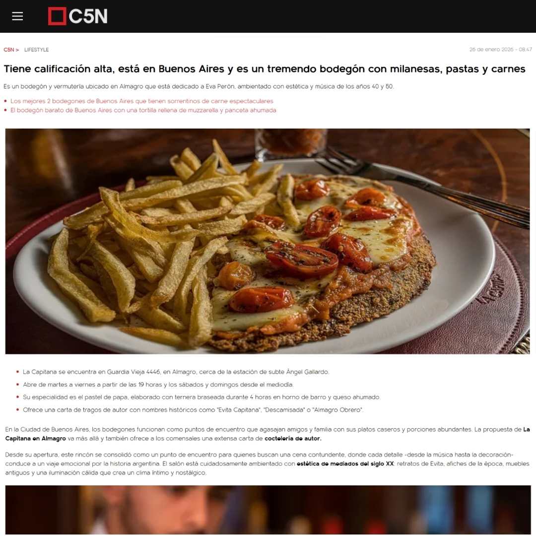 Prensa C5N- La Capitana Nota de C5N sobre la alta puntuación de La Capitana.