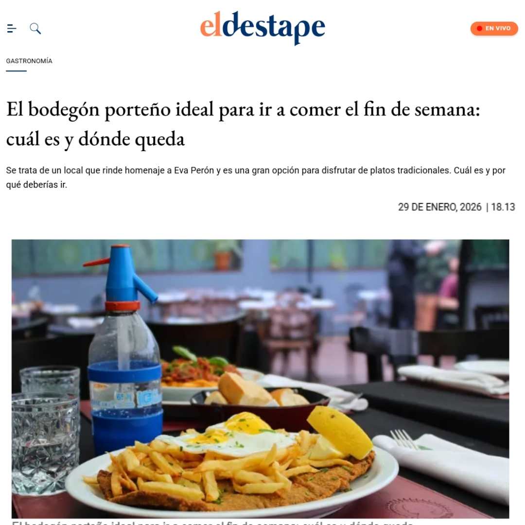 Nota de el destape acerca del bodegón La Capitana y su buena puntuación.